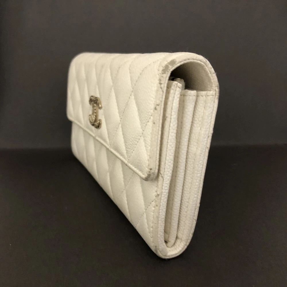 CHANEL CC Quilted Matelasse Grained Calfskin Bifold Wallet/8CG0208