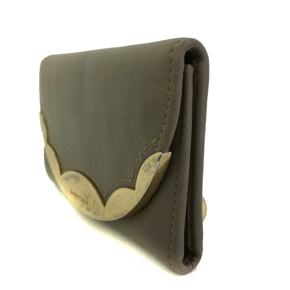 $225 See By Chloe Logo Leather Trifold Wallet Purse Gray Clutch