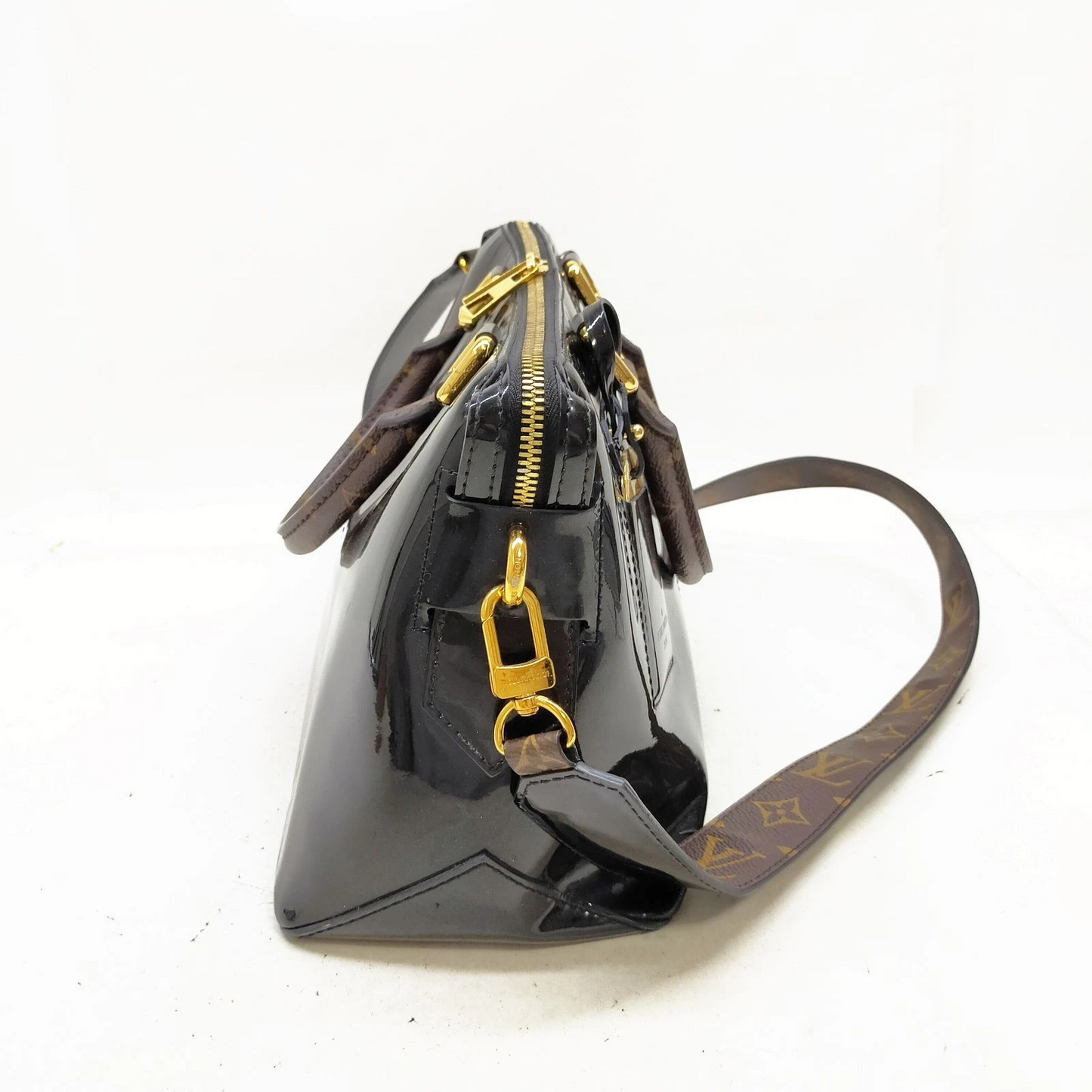 Louis Vuitton LV Hand Bag Tote Miroir Black Vernis SN0188