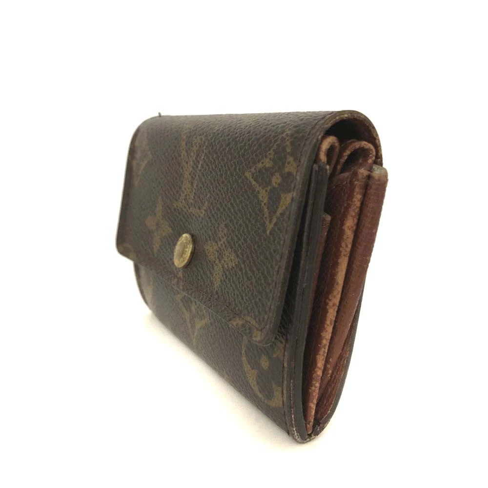 EGA Louis Vuitton Monogram Porte Monnaie Plat Coin Purse Wallet Brown/6CH0285