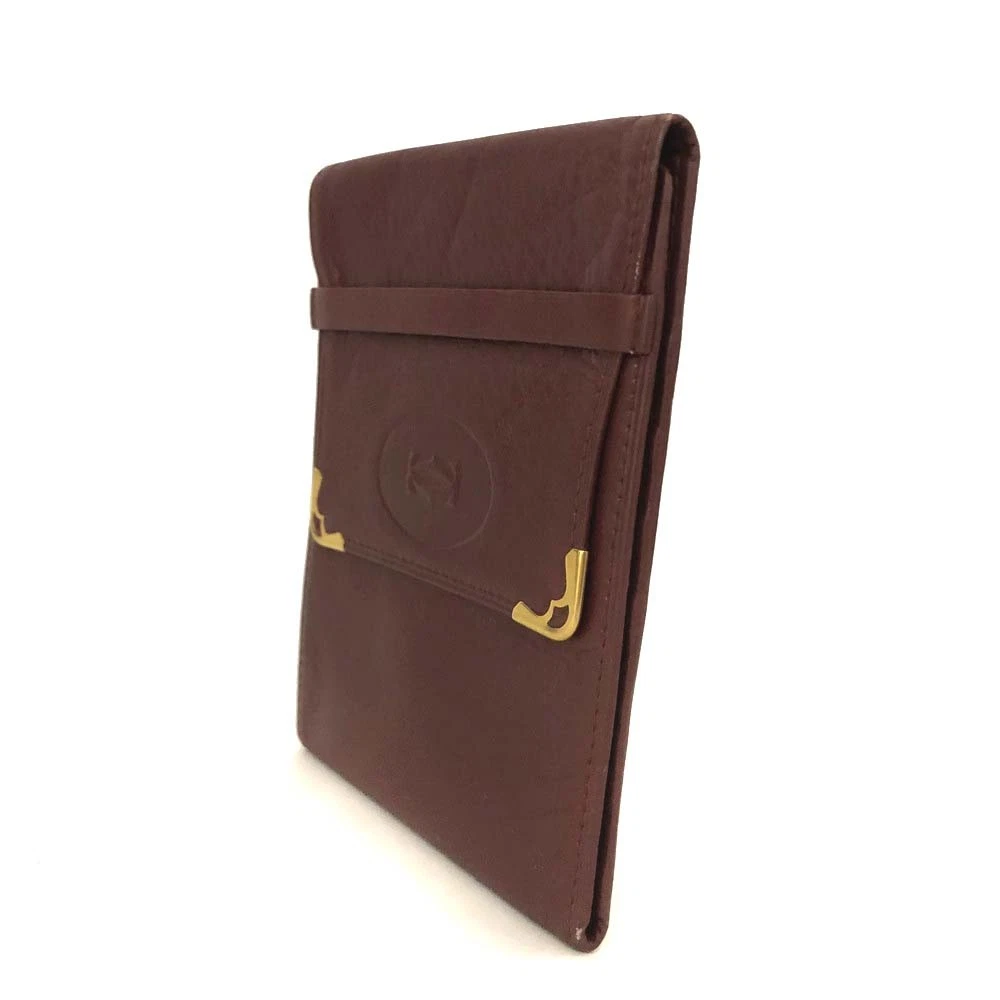 Must de Cartier Leather Trifold Wallet Purse Bordeaux