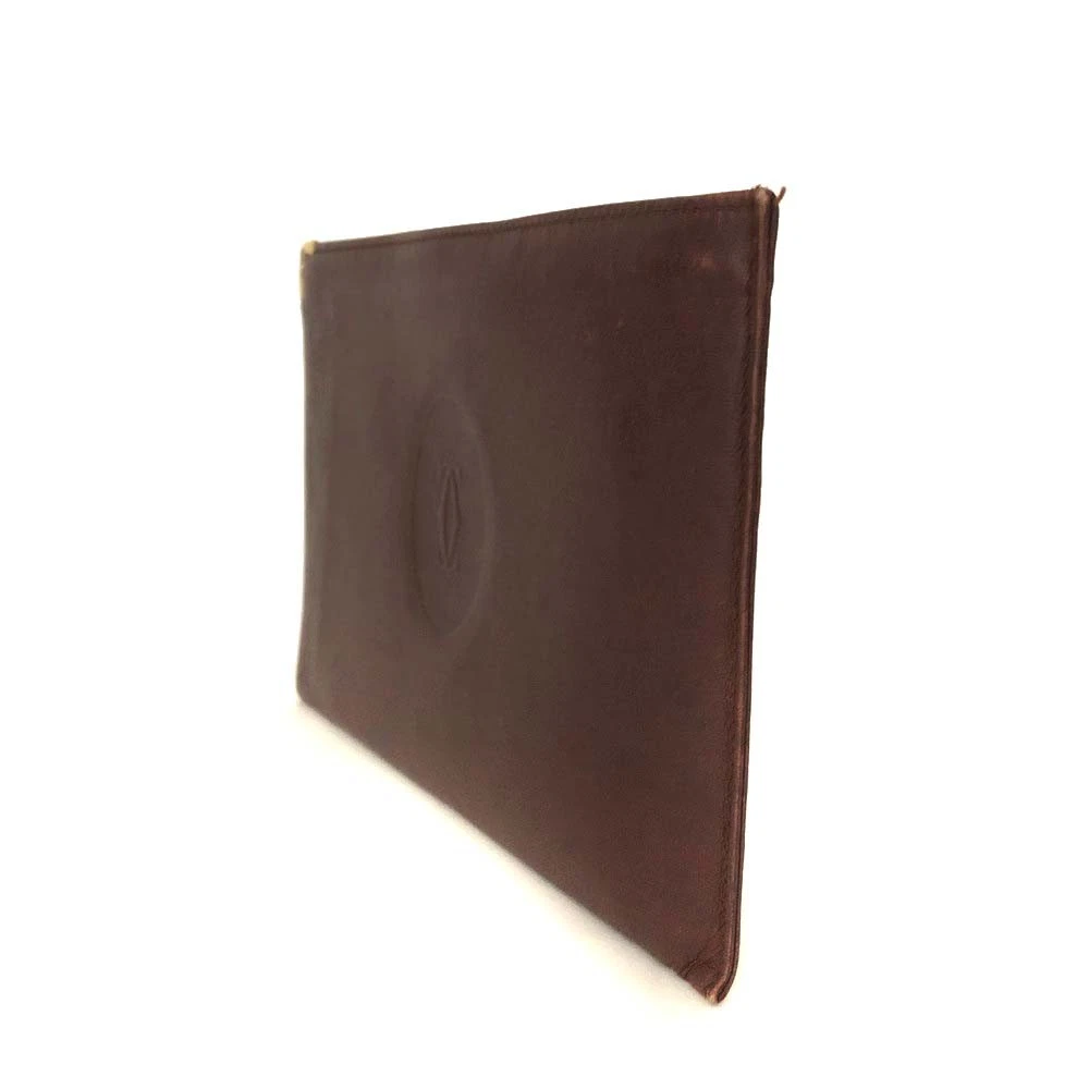Must de Cartier Leather Cosmetic Pouch Bag Bordeaux