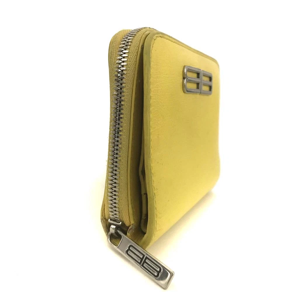 BALENCIAGA BB Logo Leather Bifold Wallet Yellow