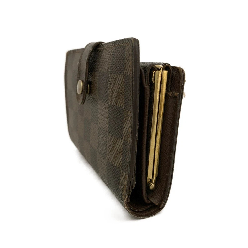 $775 2009 Louis Vuitton Damier Ebene Viennois French Kisslock Wallet MI0069