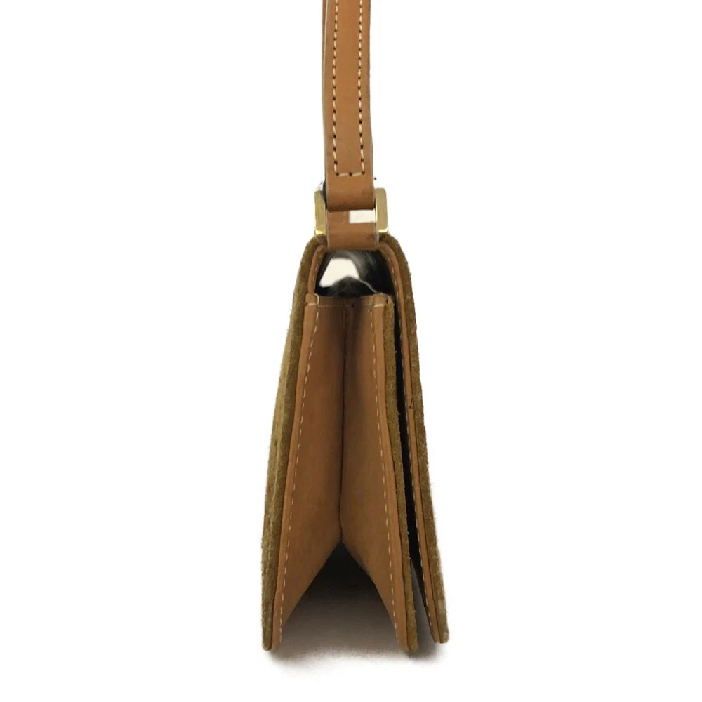 CELINE Macadam C Suede Leather Shoulder Bag Brown