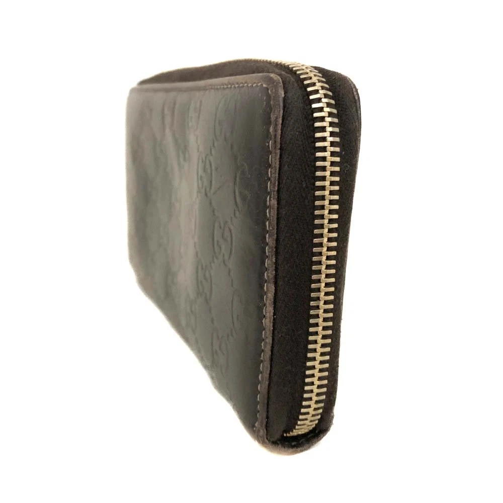 GUCCI Ssima Interlocking G GG Logo Leather Zip Around Long Wallet