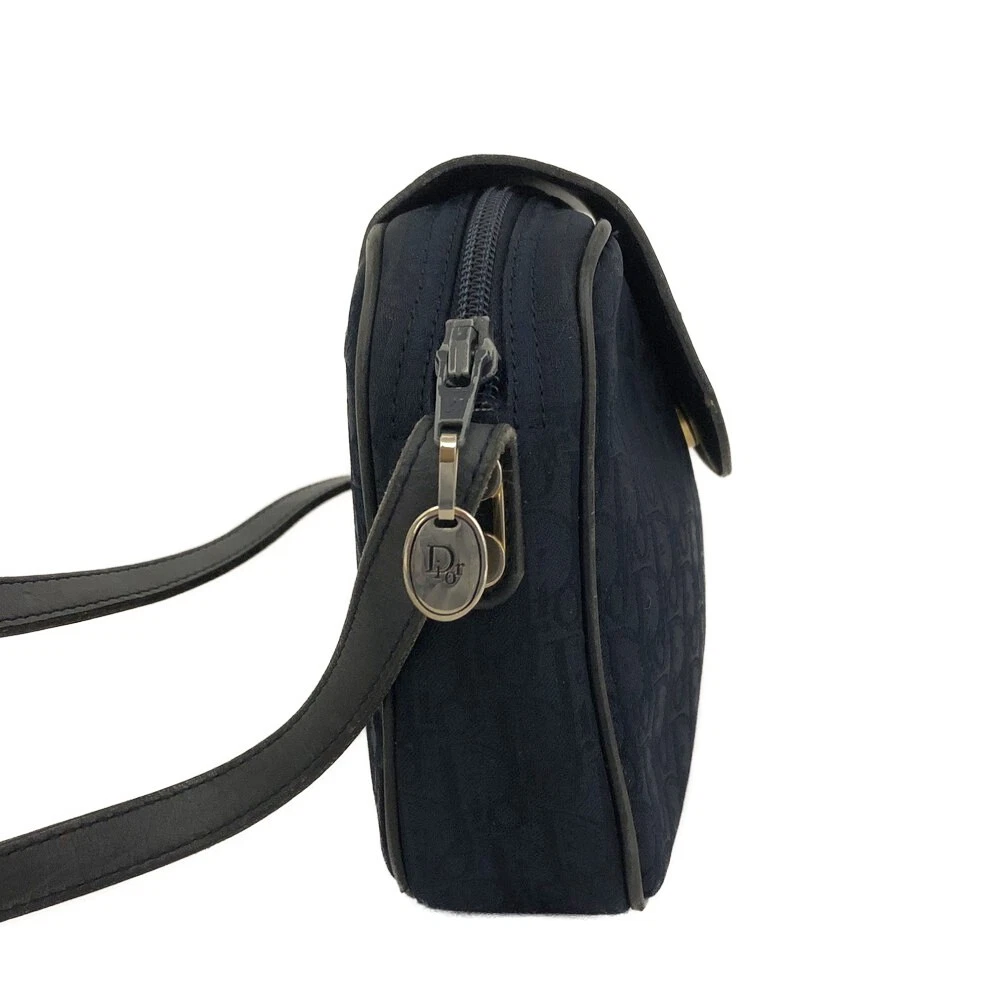 $1250 Christian Dior Oblique Trotter Canvas Leather Shoulder Bag