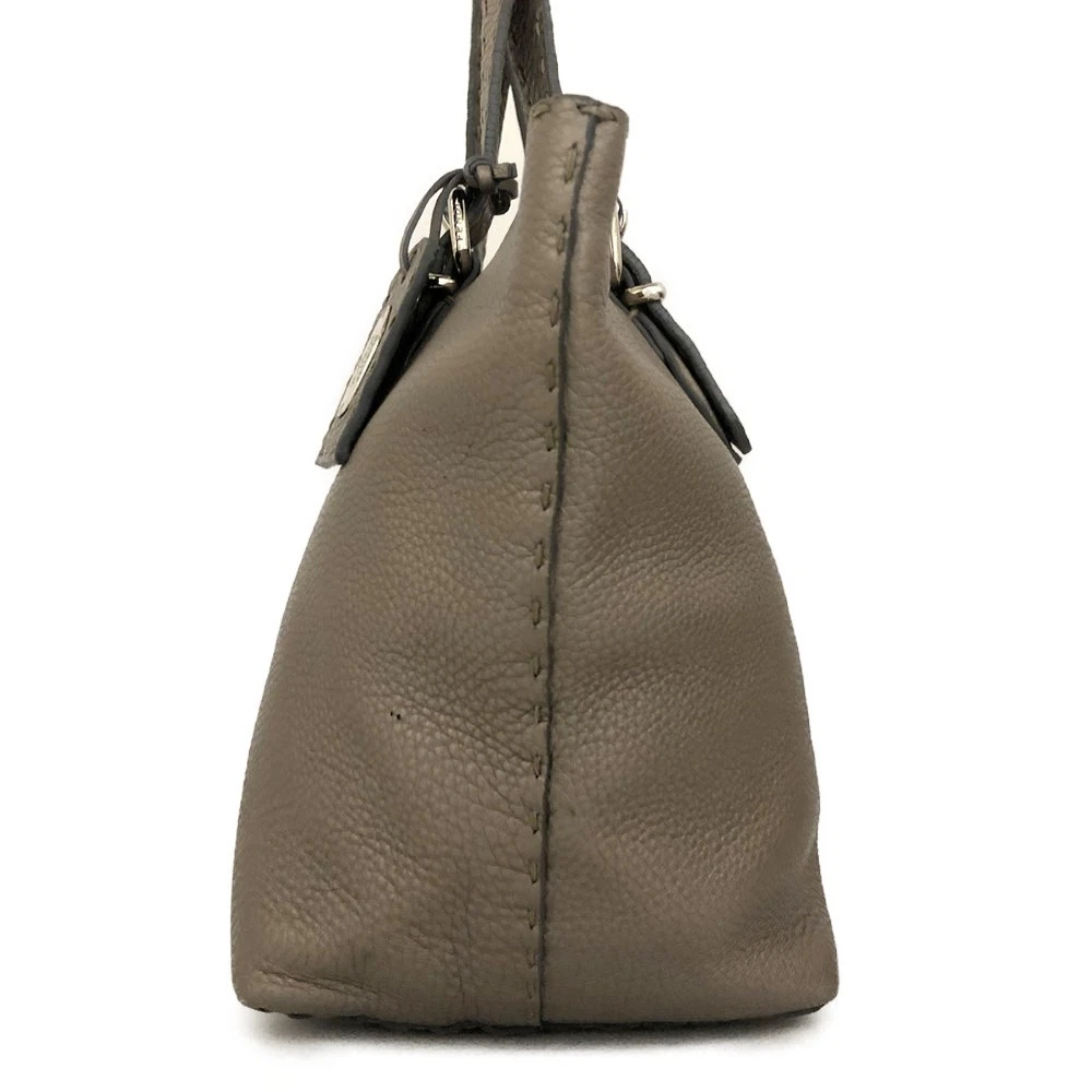 FENDI Selleria Leather Tote Bag Silver/6CH0834