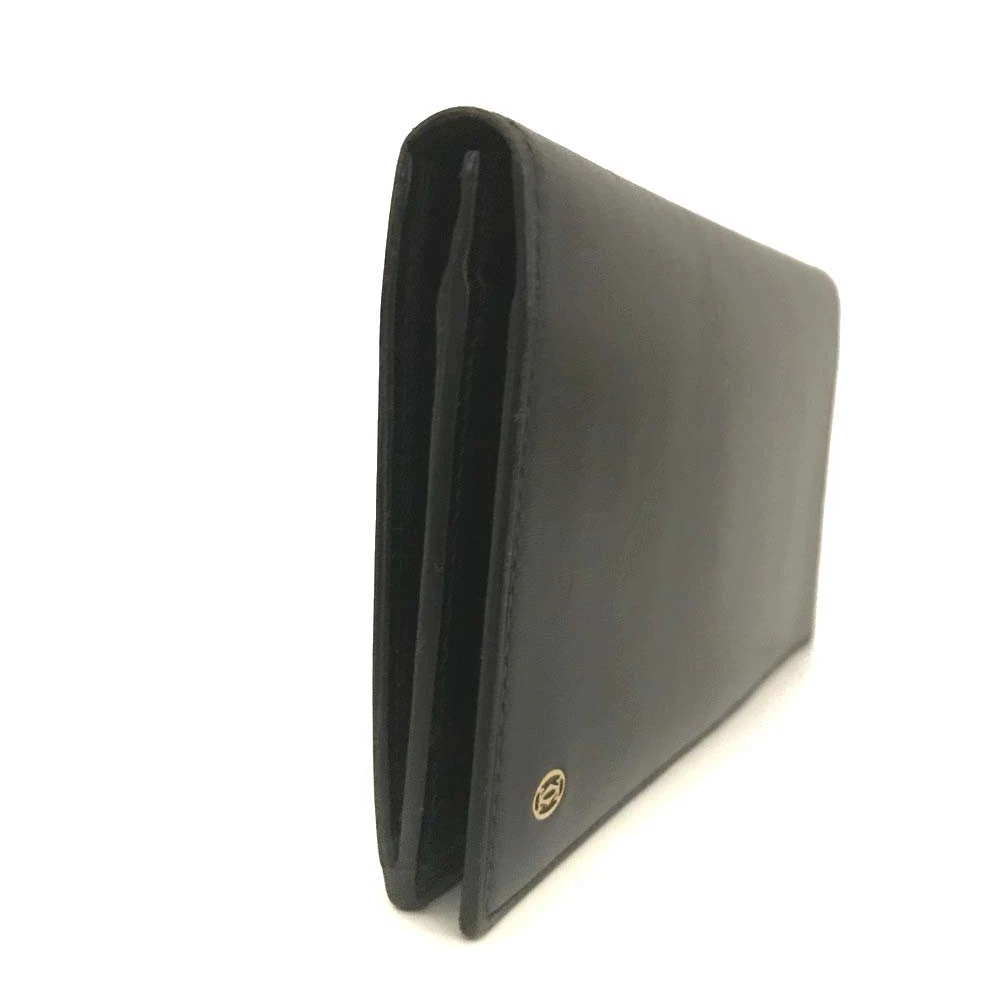 $800 Pasha de Cartier Leather Long Bifold Wallet Black