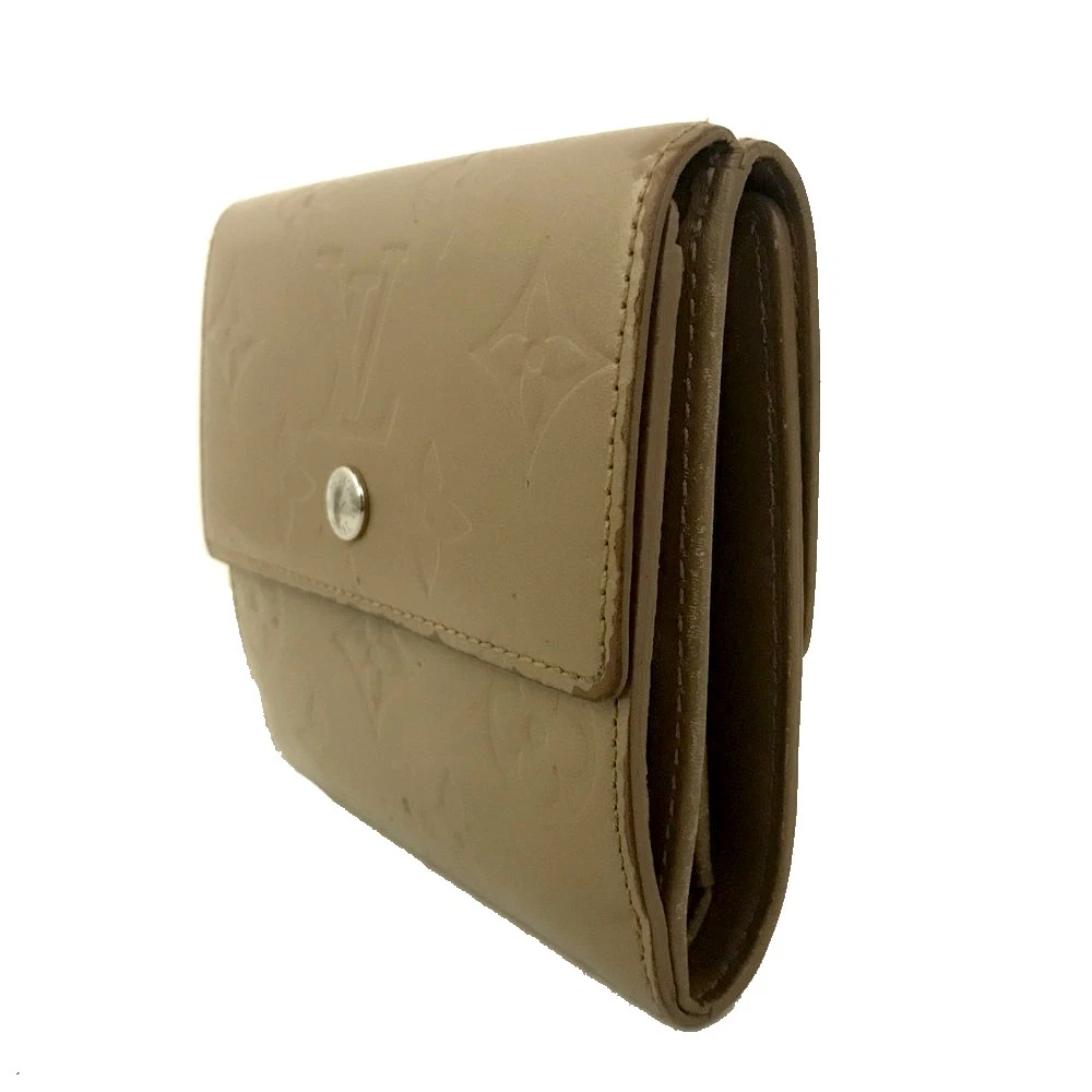 Louis Vuitton Monogram Mat Portefeiulle Elise Trifold Wallet Beige TH0044