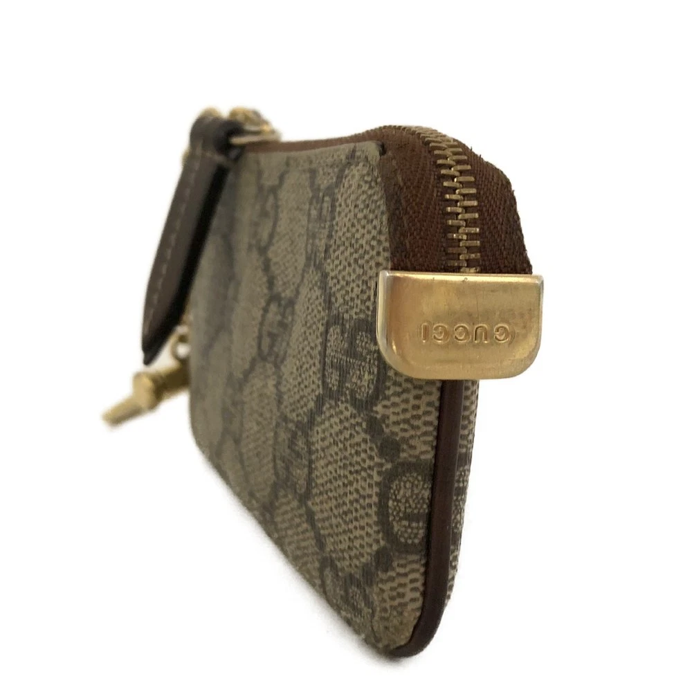 GUCCI GG Supreme PVC Coin Purse Wallet Beige/9CD1866