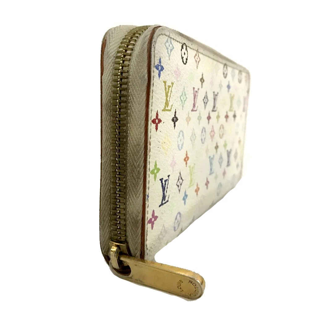$940 2011 Louis Vuitton Monogram Multicolor Zippy Wallet White Litchi CA2191