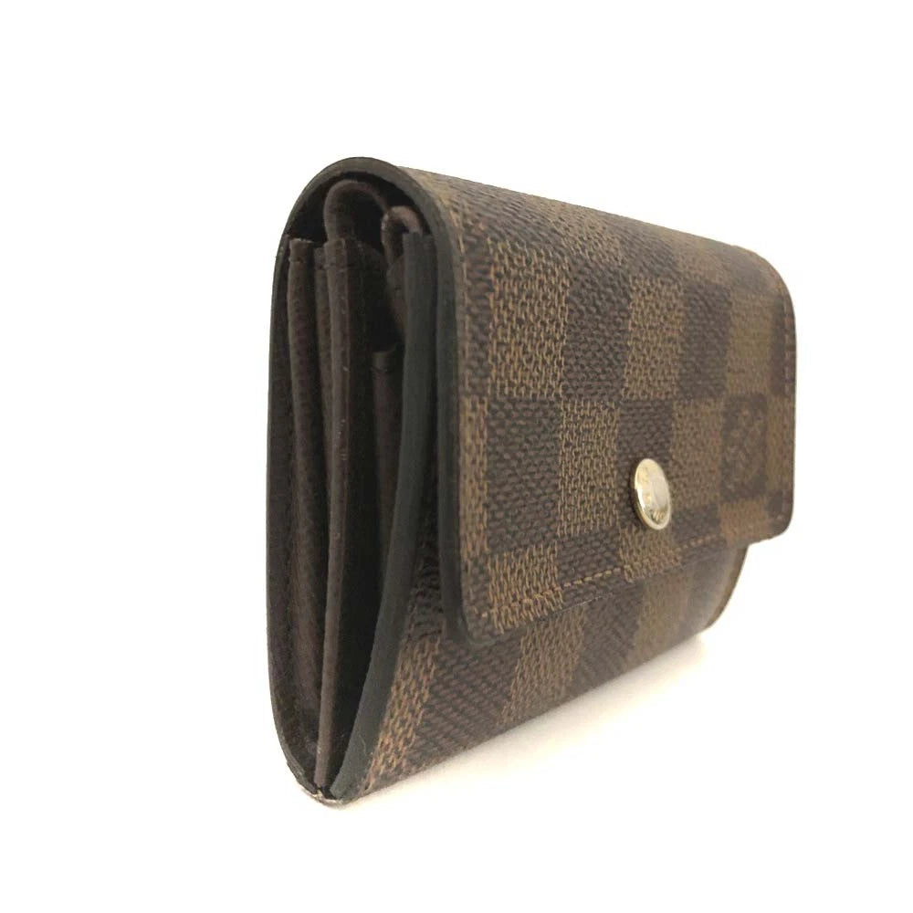 Louis Vuitton Damier Porte Monnaie Plat Coin Purse Wallet Brown MI4037