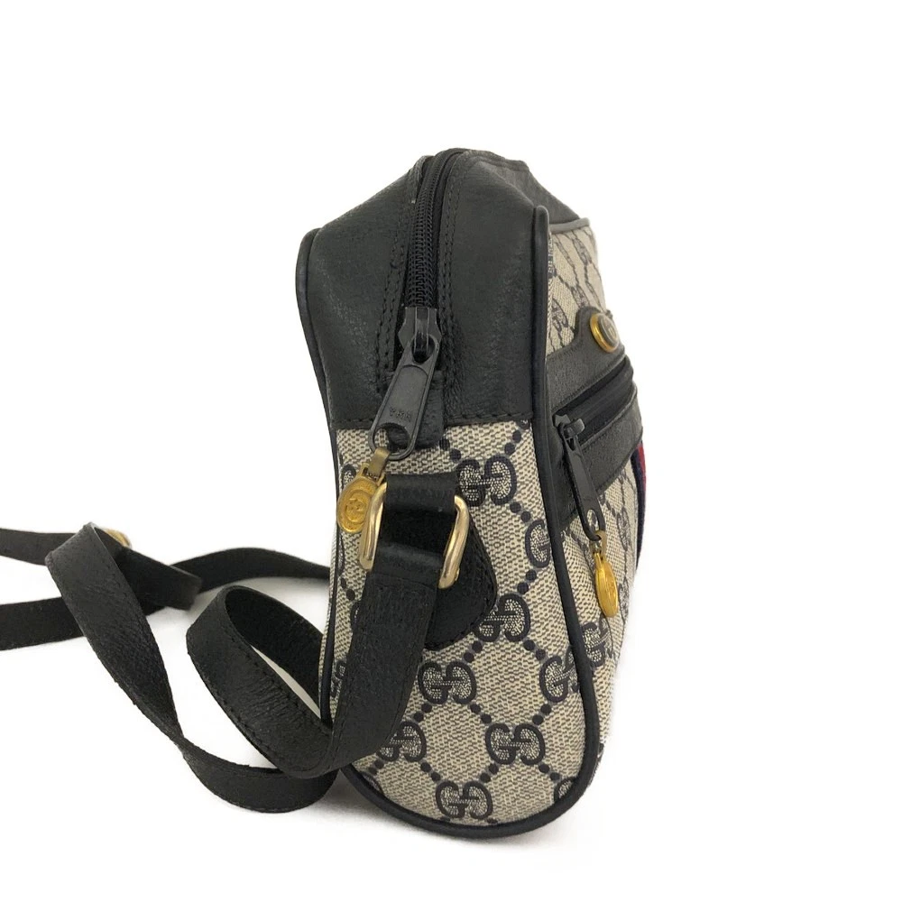 GUCCI GG Logo PVC Webbing Shoulder Bag Navy blue