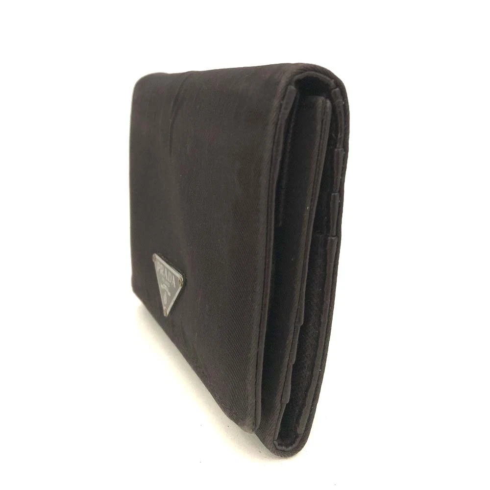 $1070 PRADA Logo Plate Nylon Trifold Wallet Purple