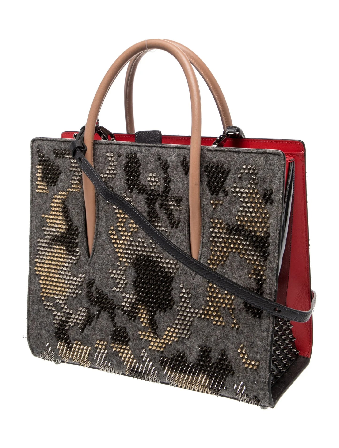 $3000 SPECIAL EDITION Christian Louboutin Felt Paloma Top Handle Bag