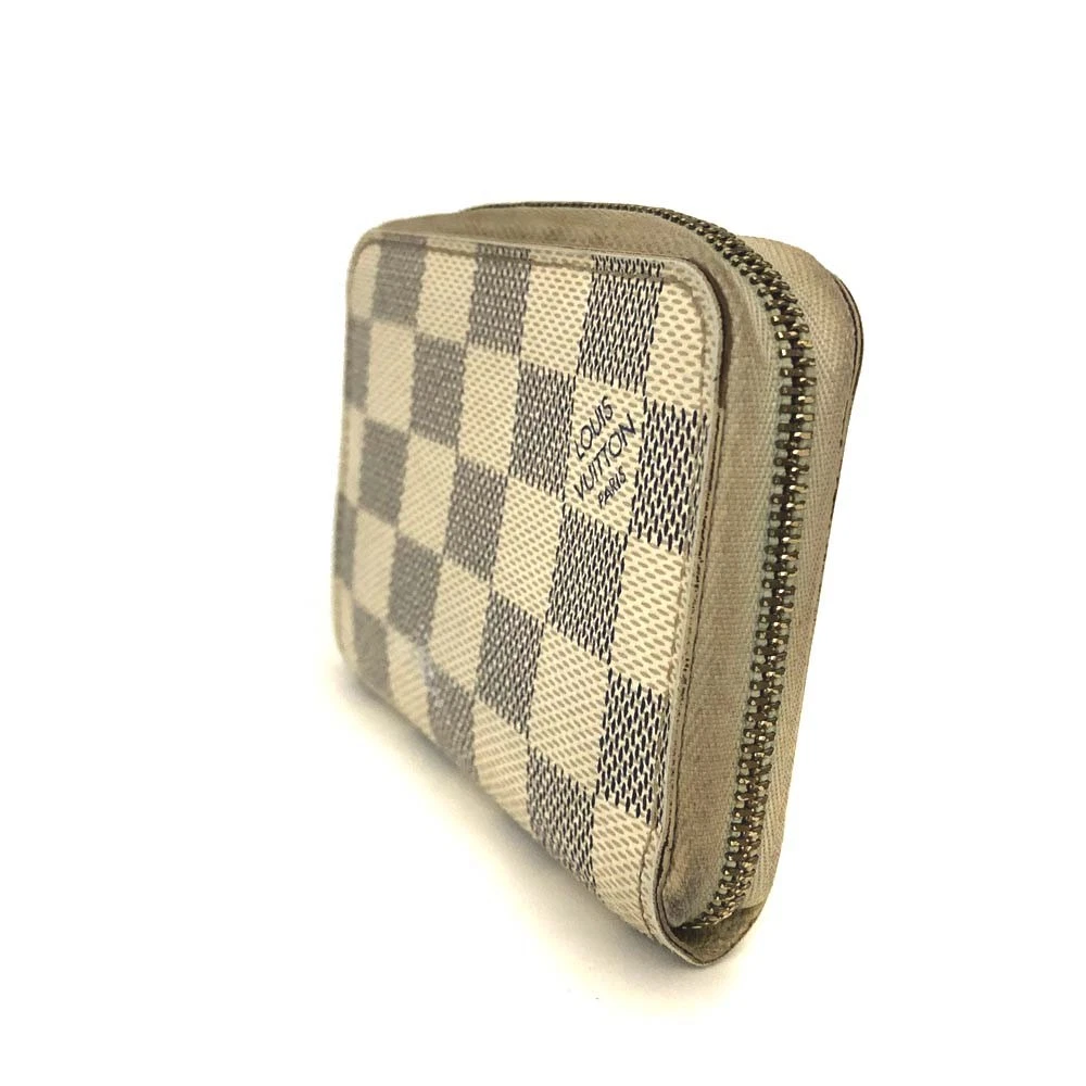 $560 Louis Vuitton Damier Azur Zippy Zip Coin Purse Wallet White SN1192