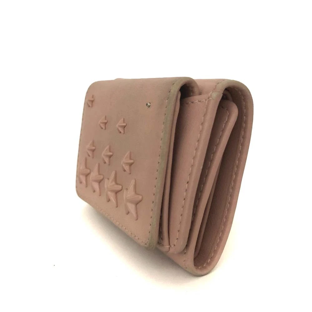 Jimmy Choo Nemo Star Studs Leather Trifold Wallet Pink