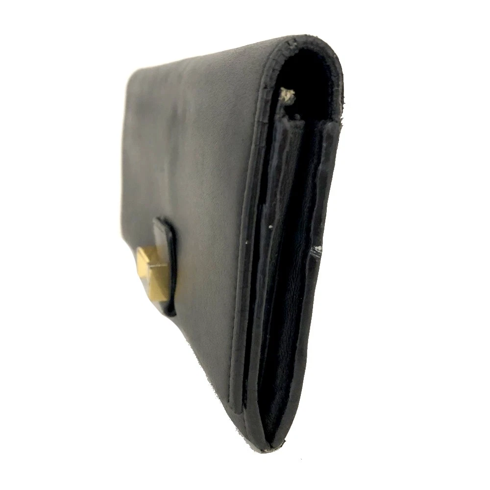 $690 Chloe Ribbon Leather Long Bifold Wallet Purse Black