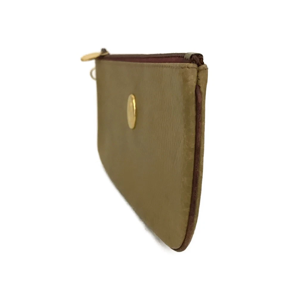 $650 CARTIER Logo Leather Cosmetic Pouch Beige
