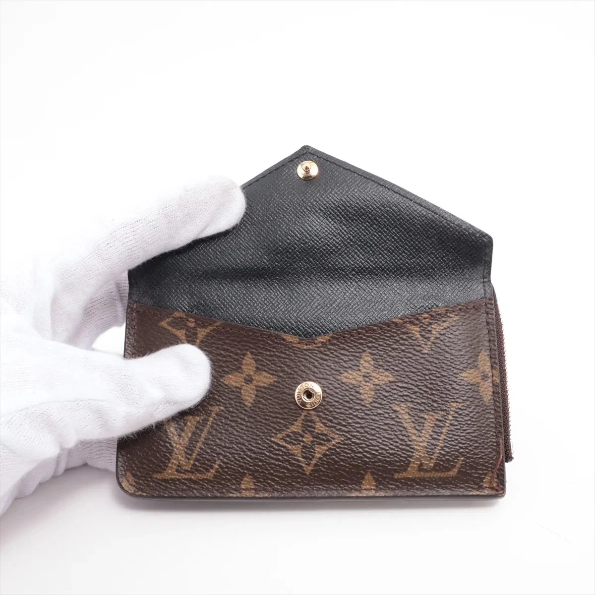 Louis Vuitton Monogram Porto Cartolecto Verso M69431 Black × Brown Coin Purse Th