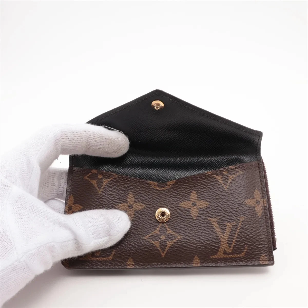 Louis Vuitton Monogram Porto Cartolecto Verso M69431 Black × Brown Coin Purse Th