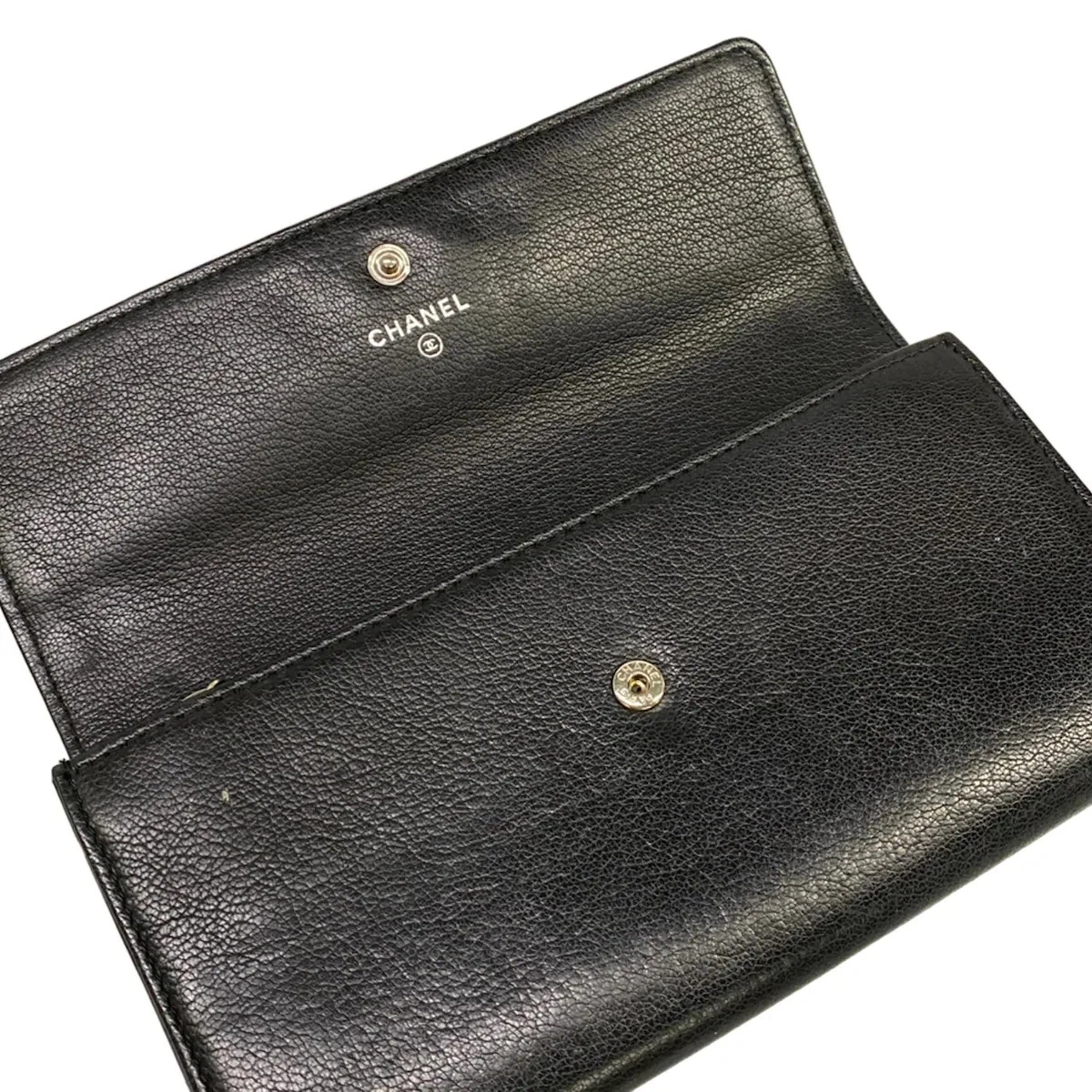 CHANEL Black Leather Long Wallet