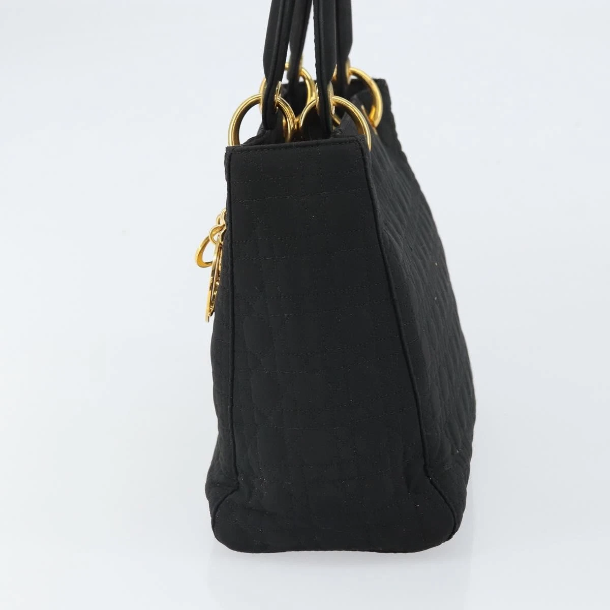 $5100 Christian Dior Nylon Cannage Medium Lady Dior Black Gold
