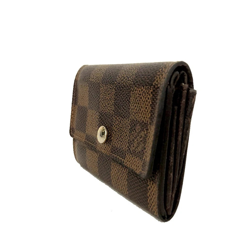 Louis Vuitton Damier Porte Monnaie Plat Coin Purse Wallet Brown RA2191