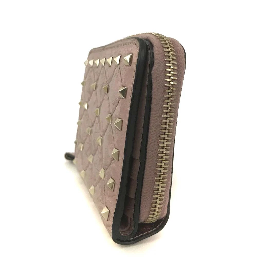 VALENTINO Garavani Rock Studs Leather Bifold Wallet Pink/6CF1186