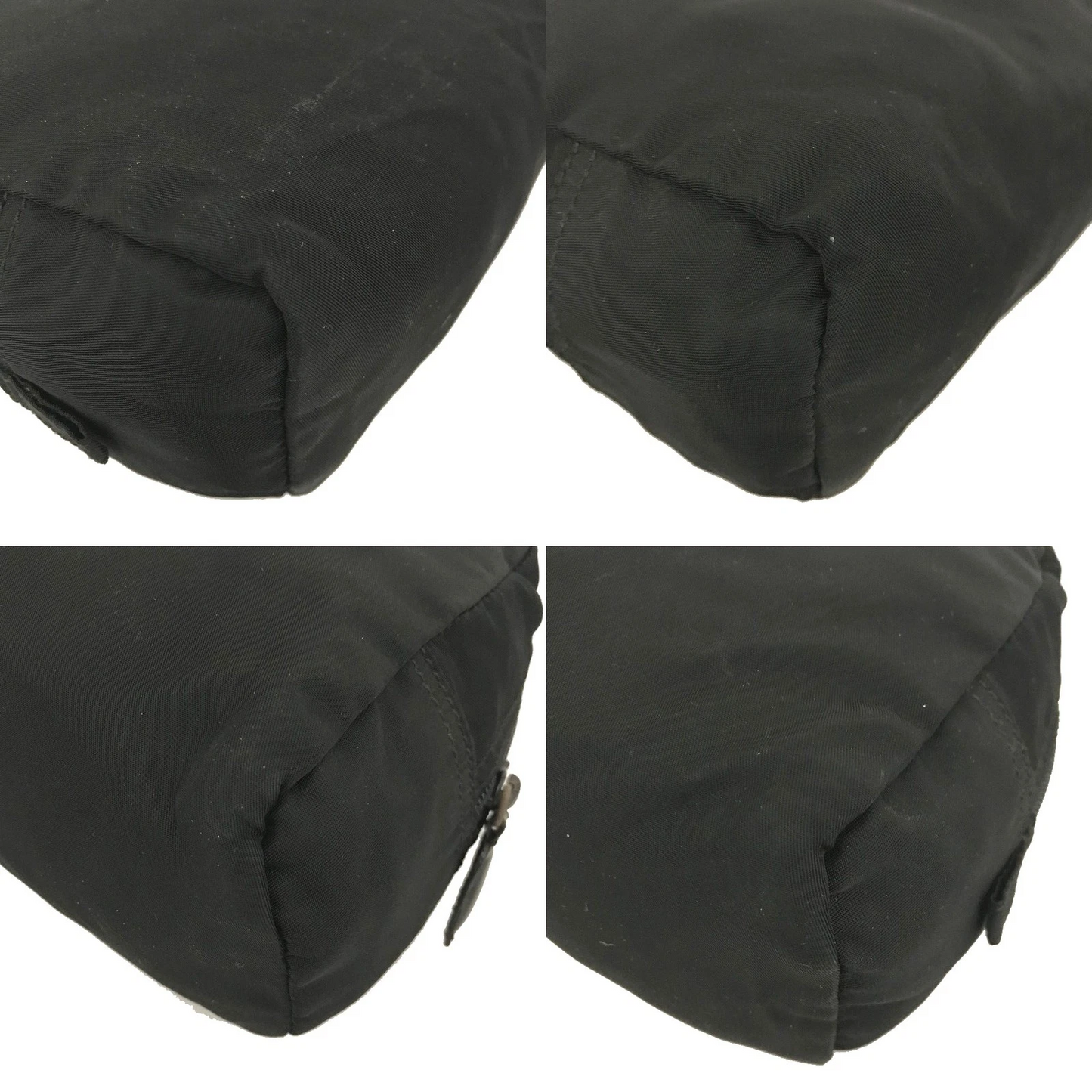 PRADA Logo Plate Nylon Cosmetic Pouch Bag Black