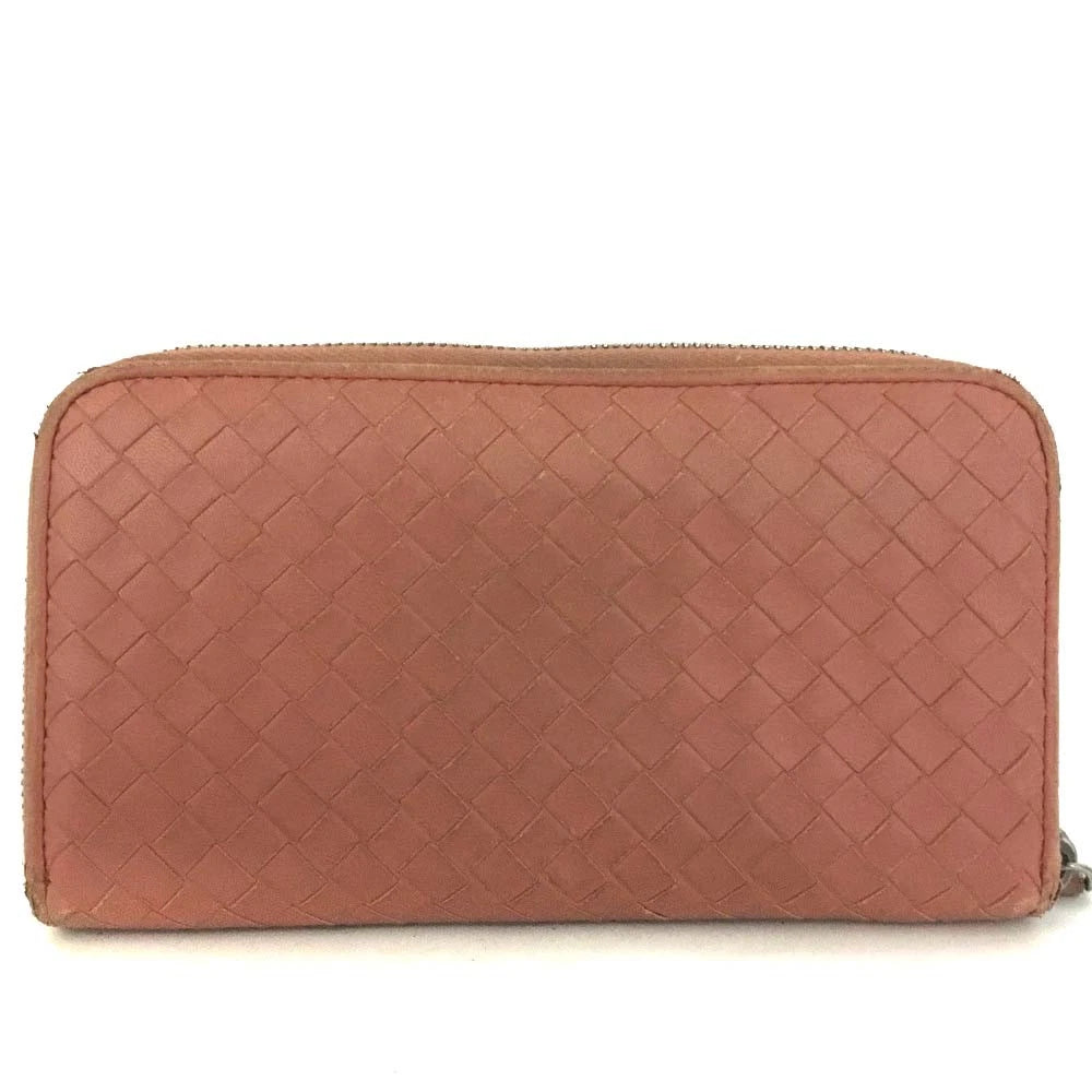 $980 Bottega Veneta Intrecciato Lambskin Zip Around Wallet Pink