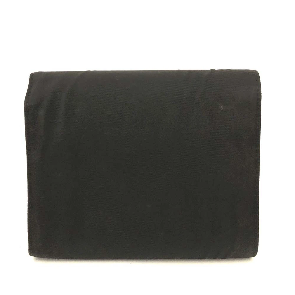 PRADA Logo Plate Nylon Trifold Wallet Black/2BH1717