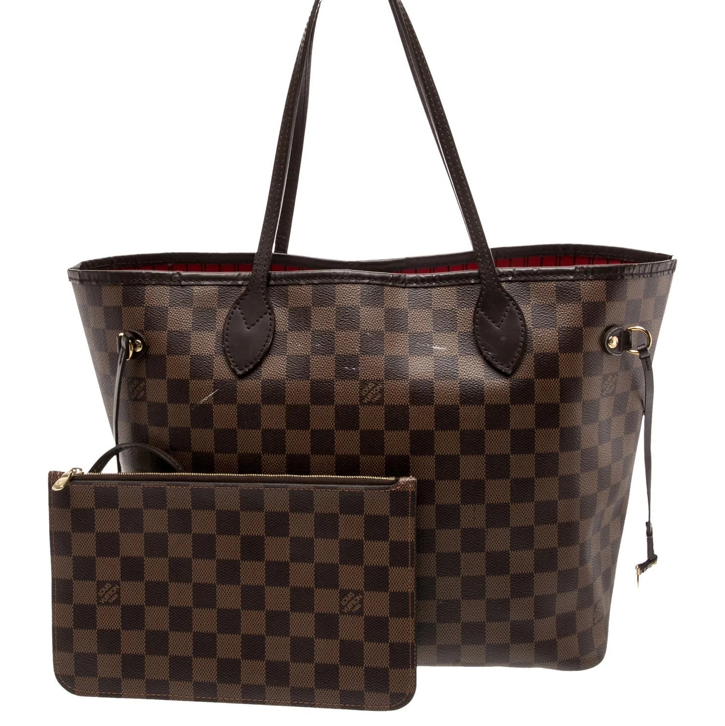 $2240 Louis Vuitton Damier Ebene Neverfull MM with Pouch