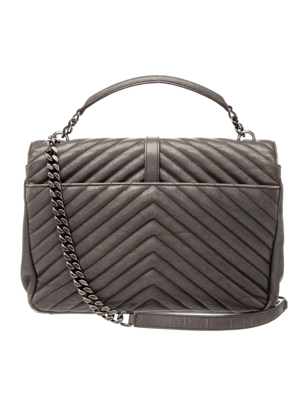 $2850 Saint Laurent Large Monogram Quilted Chevron College Bag YSL 10021304