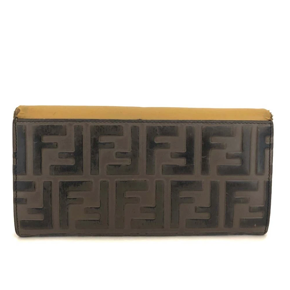 FENDI Zucca Leather Long Bifold Wallet Yellow/6CF1174