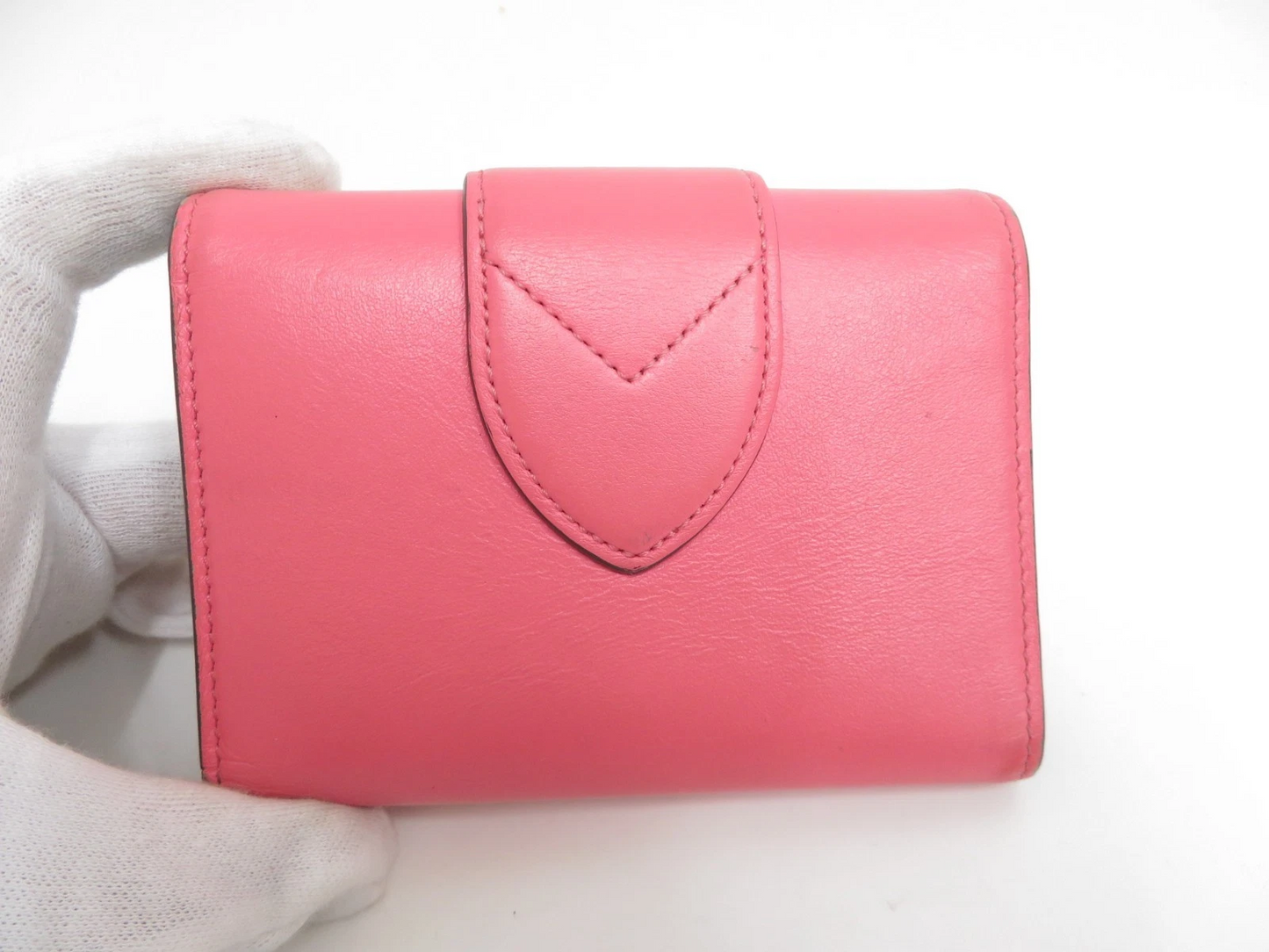 $965 2020 LOUIS VUITTON Smooth Calfskin LV Pont 9 Compact Wallet Pink FH2230