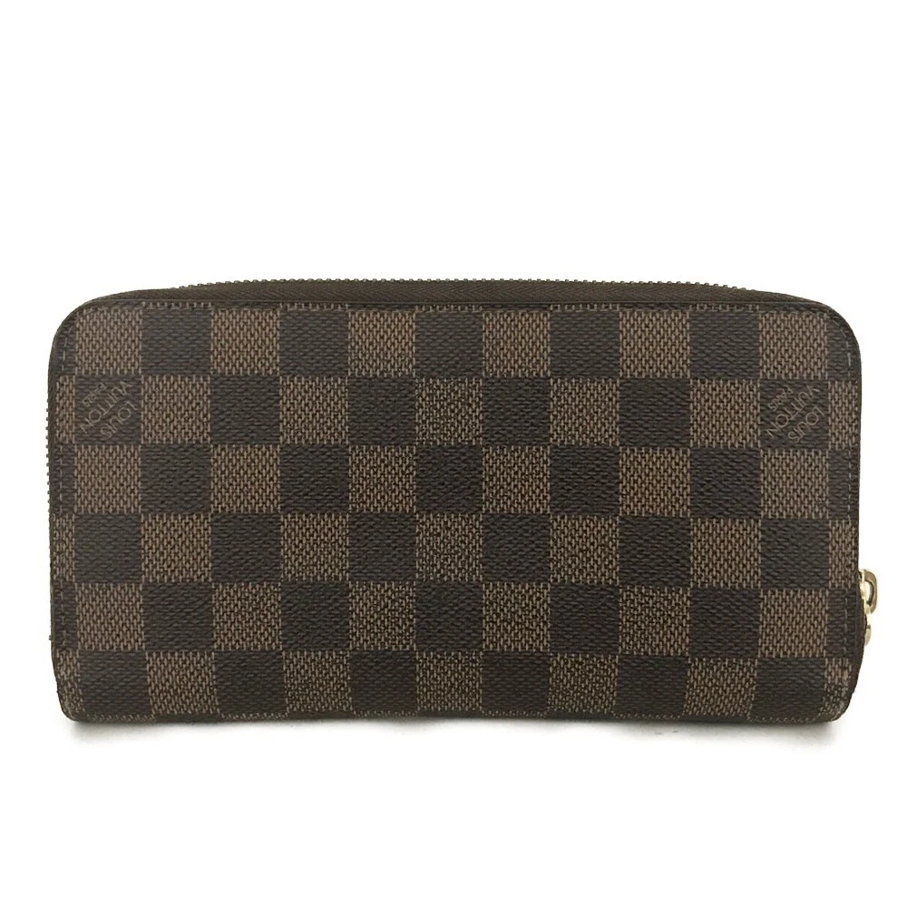 $915 Louis Vuitton Damier Zippy Zip Around Long Wallet Purse Brown MI4182