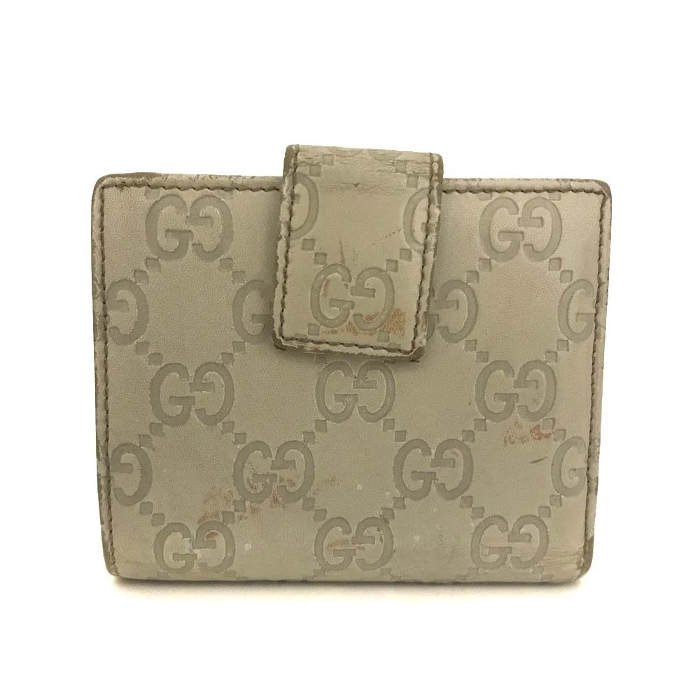GUCCI Ssima GG Logo Leather Bifold Wallet Ivory