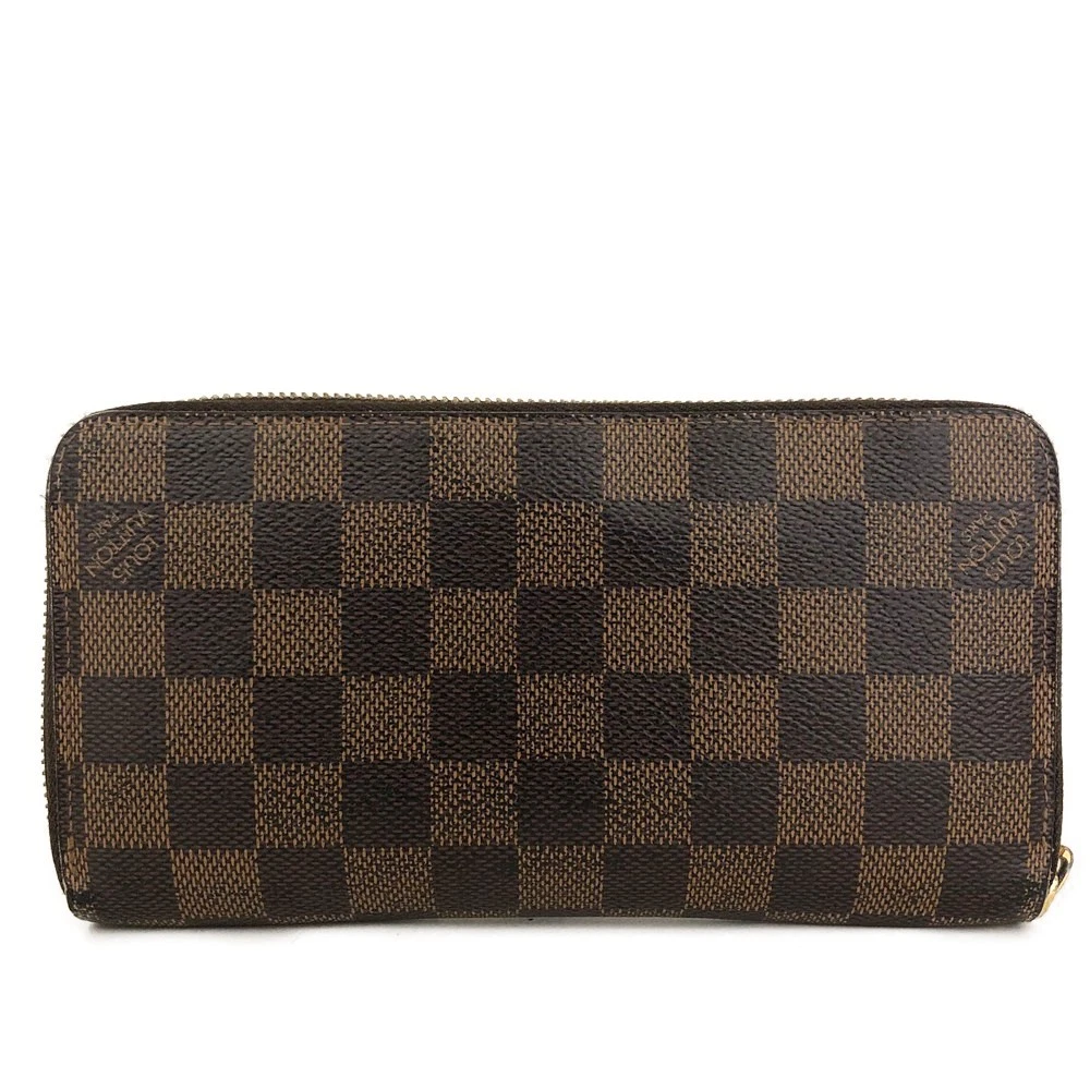 $915 Louis Vuitton Damier Zippy Zip Around Long Wallet Purse Brown CA5102
