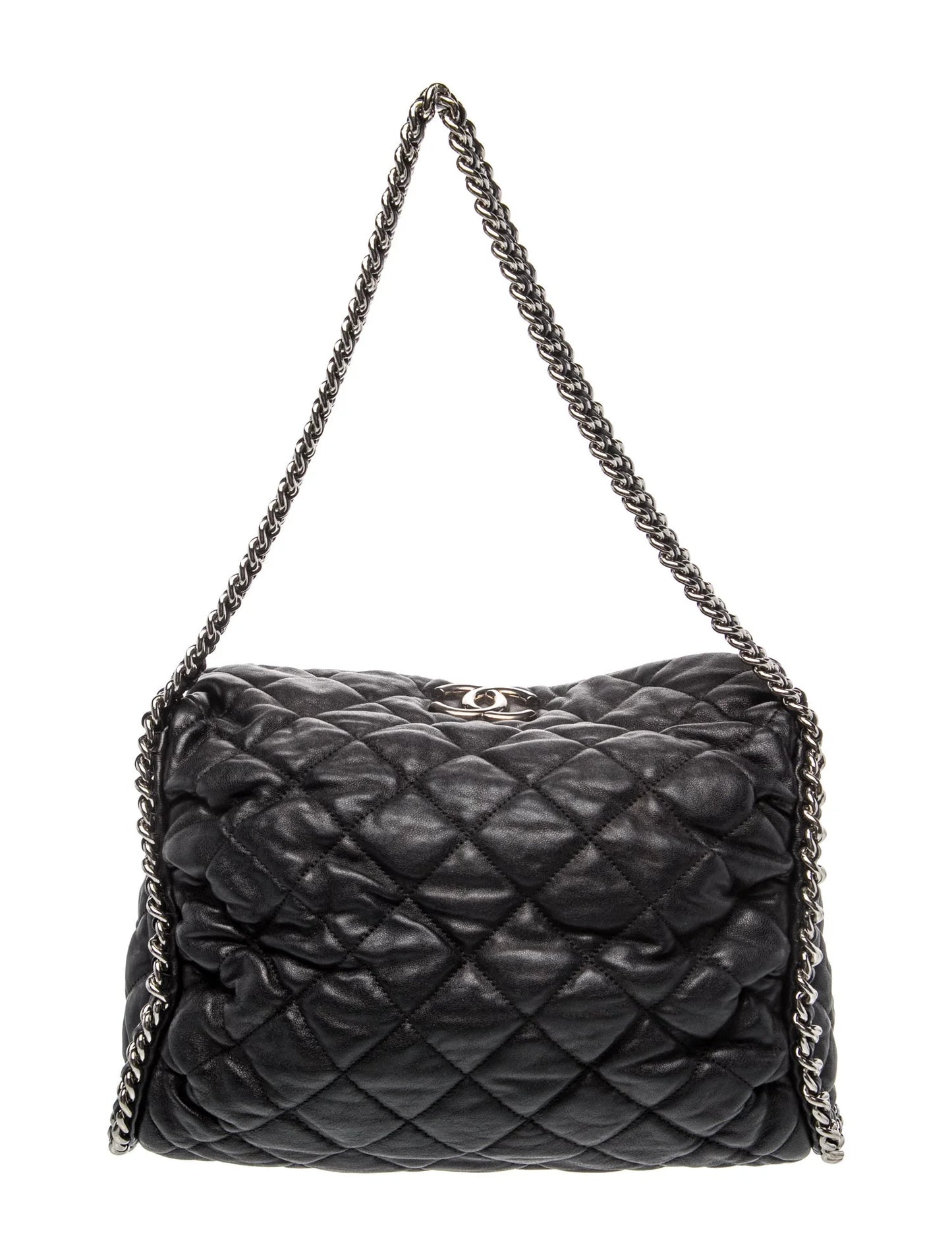 $3320 2011 Chanel Quilted Chain Me Hobo Black Chain Around