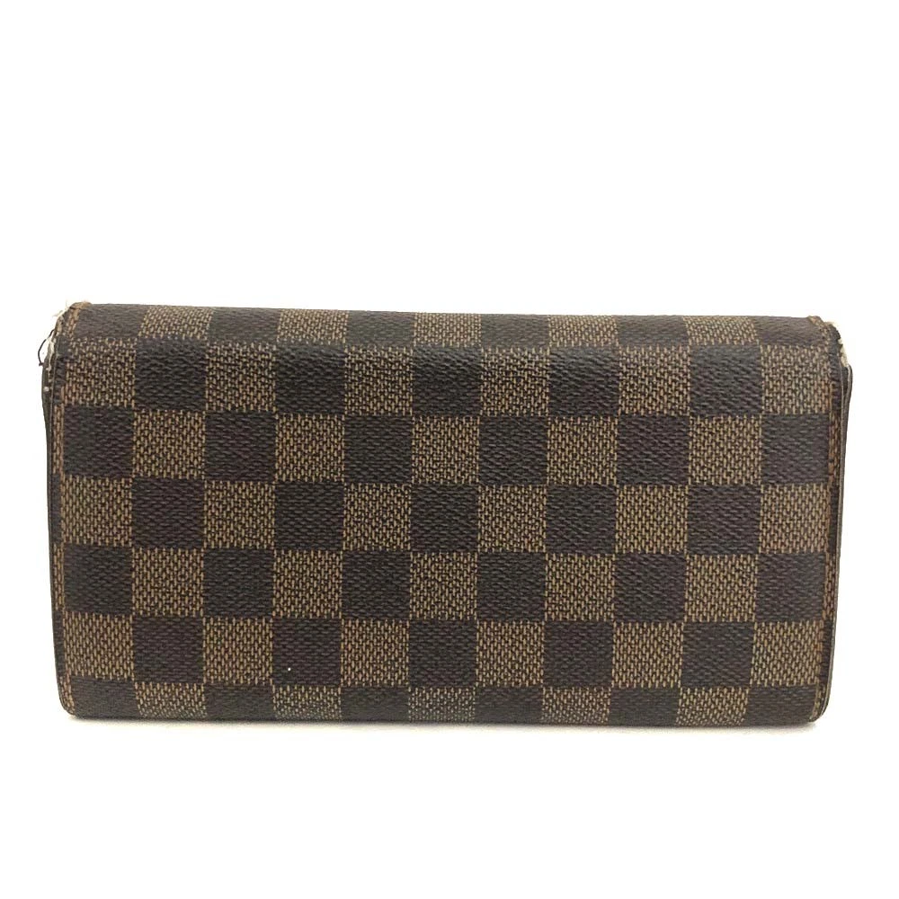 Louis Vuitton Damier Porte Feuille Sarah Long Bifold Wallet Brown CA0096