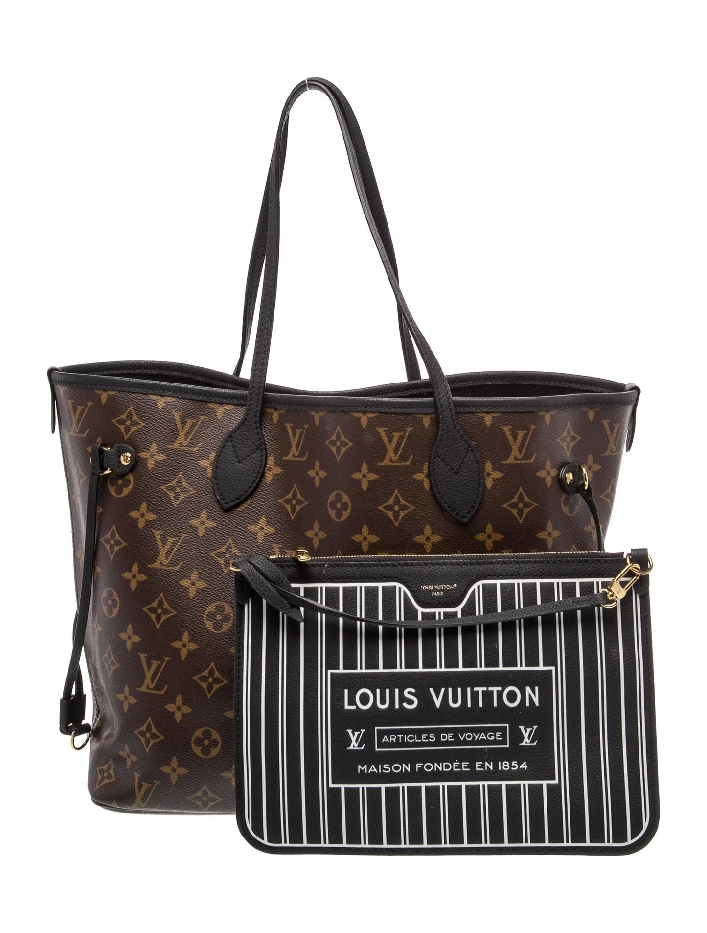 $3200 Louis Vuitton Monogram Calfskin Neo Neverfull Inside Out MM Black RFID