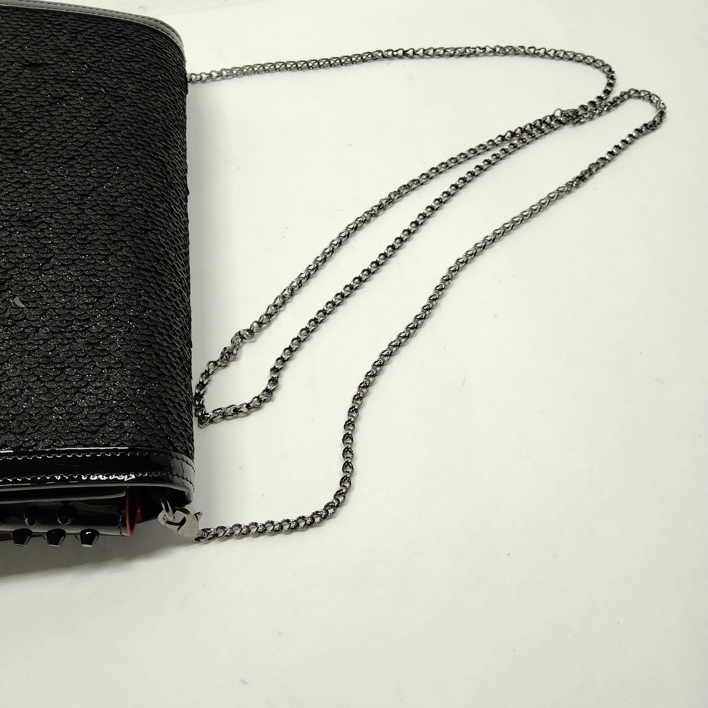 $1590 Christian Louboutin Paloma black sequin clutch