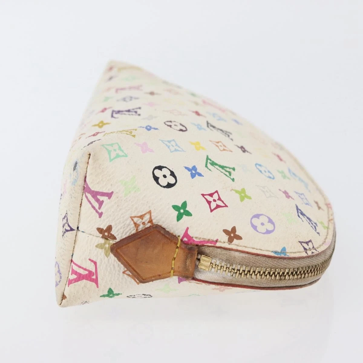 $625 2012 LOUIS VUITTON Monogram Multicolor Cosmetic Pouch White Litchi 2172