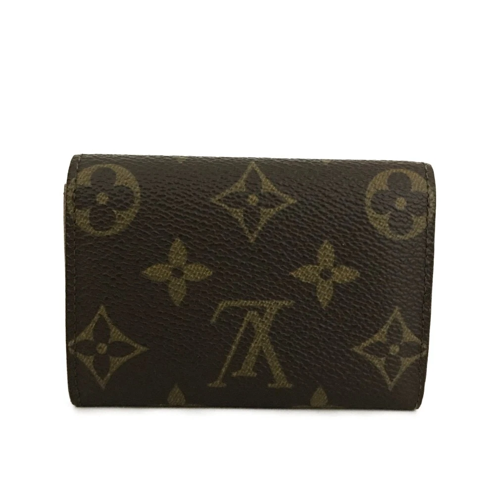 $440 Louis Vuitton Monogram Porte Monnaie Plat Coin Purse Wallet Brown 883RA