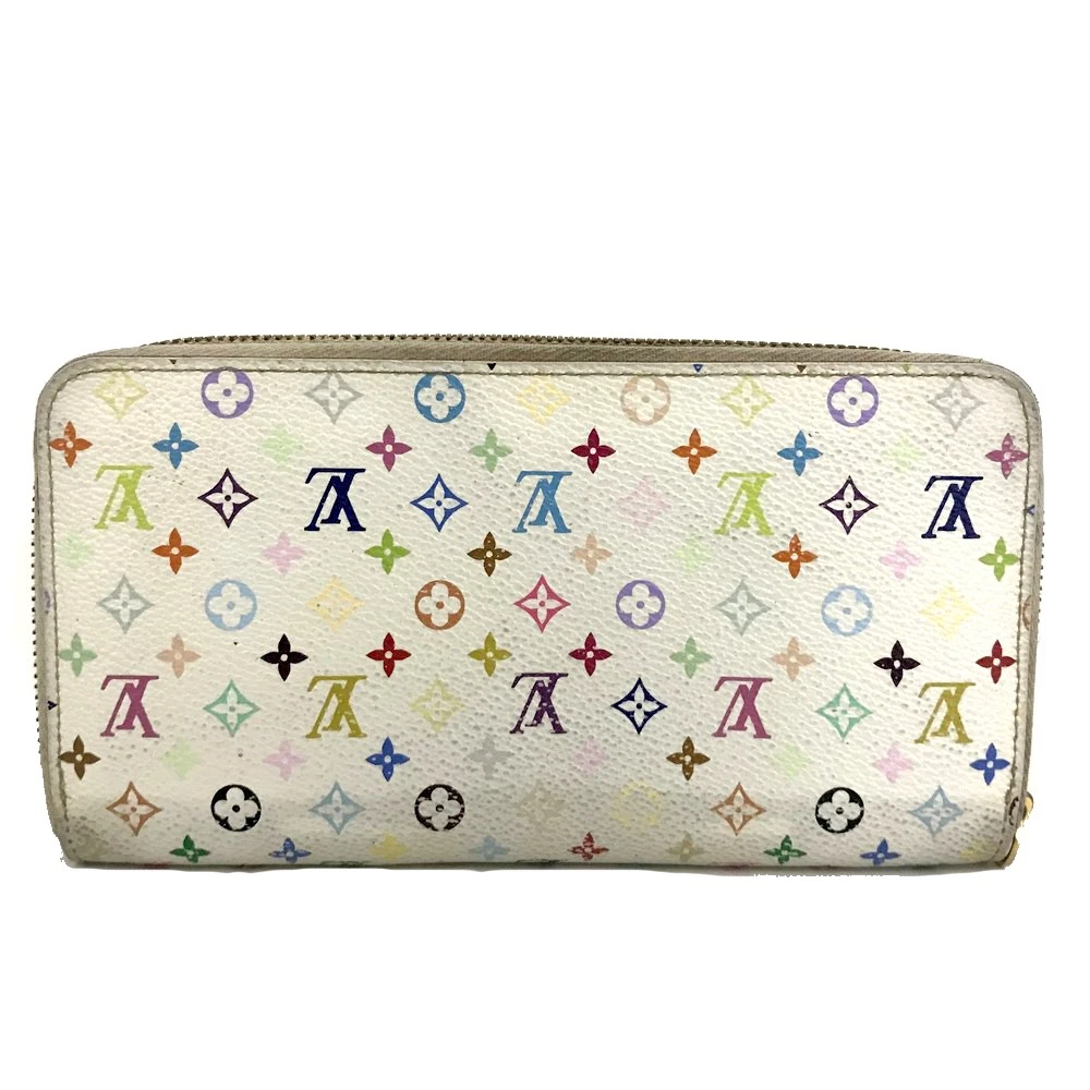 $940 2011 Louis Vuitton Monogram Multicolor Zippy Wallet White Litchi CA2191