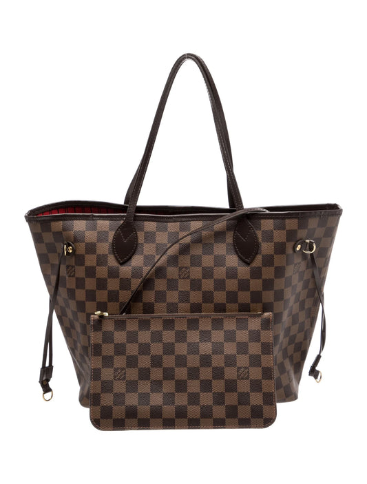 $2240 Louis Vuitton Damier Ebene Neverfull MM with Pouch