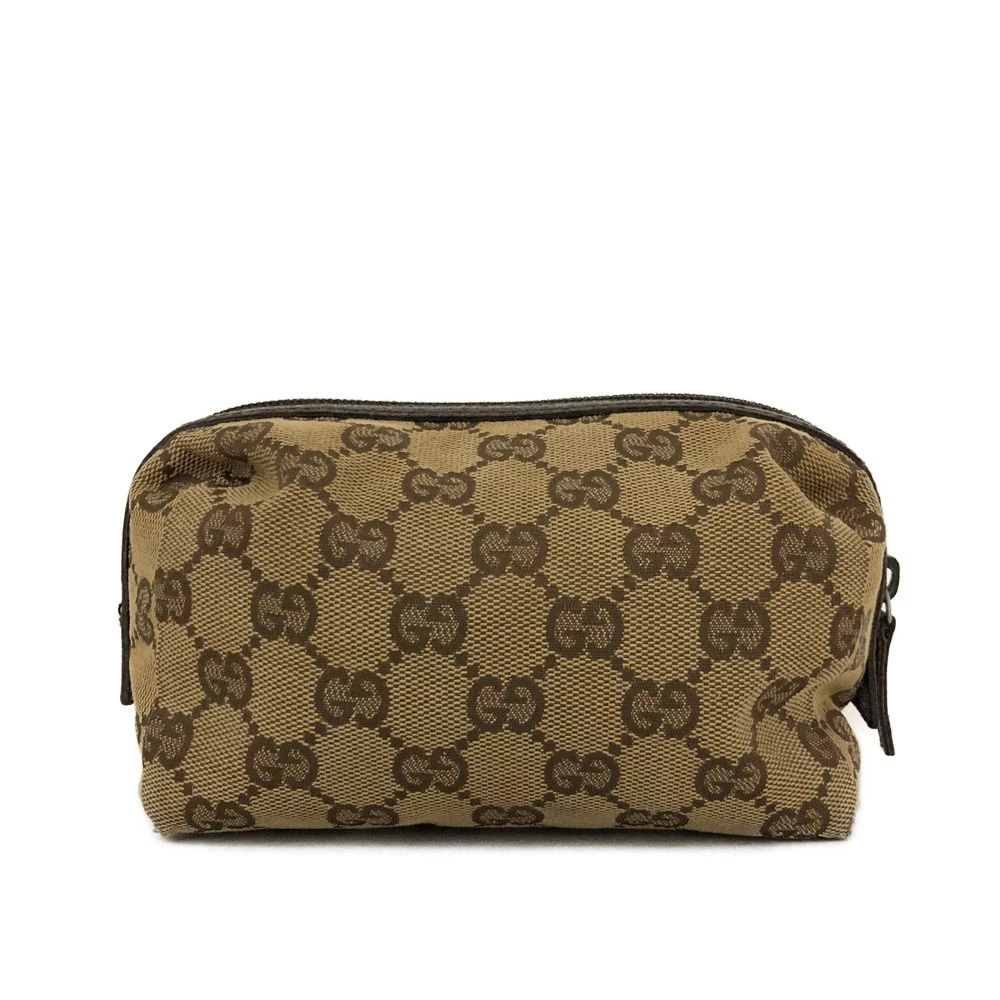 EGA GUCCI GG Logo Canvas Cosmetic Pouch Bag Beige/6CH0382