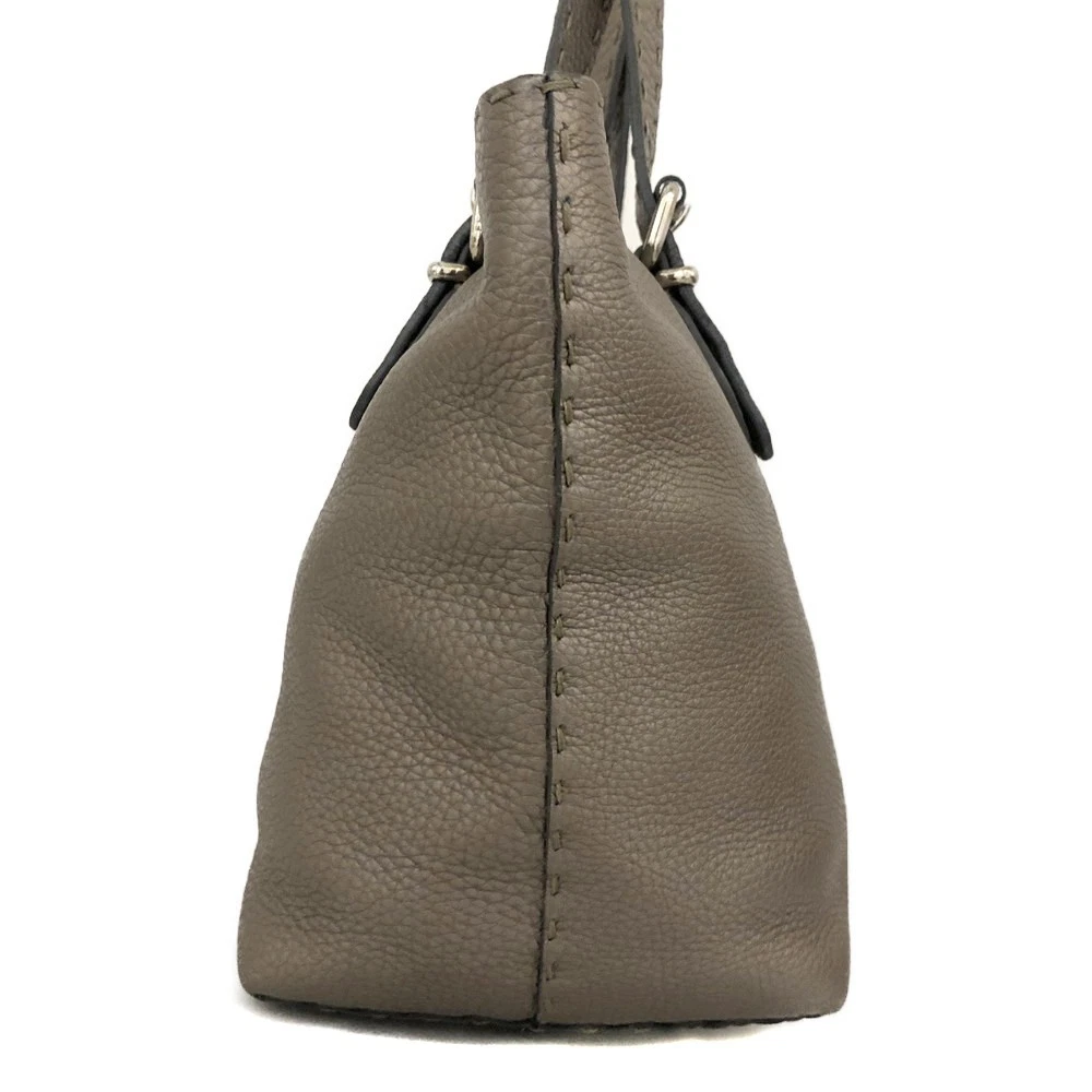 FENDI Selleria Leather Tote Bag Silver/6CH0834
